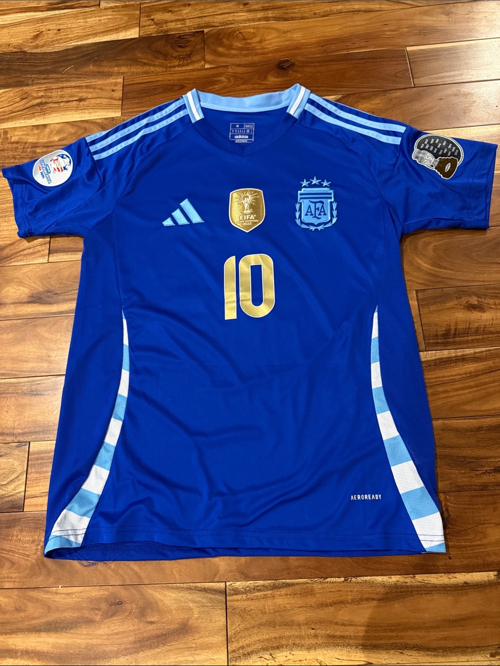 adidas Messi Blue Argentina #10 Soccer Jersey with Gold Accents